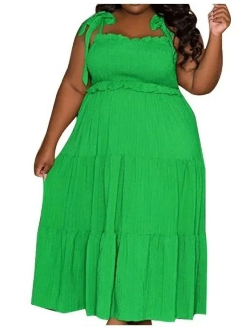 Solid Green Plus Size Tie Strap Gauzy Maxi Length Sundress 3XL NWOT